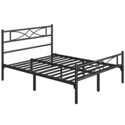 Yaheetech Black 4Ft6 Double Metal Bed Frame With Curved Design Headboard And Footboard - thumbnail 3