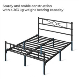 Yaheetech Black 4Ft6 Double Metal Bed Frame With Curved Design Headboard And Footboard - thumbnail 6