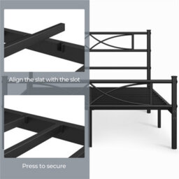 Yaheetech Black 4Ft6 Double Metal Bed Frame With Curved Design Headboard And Footboard - thumbnail 7