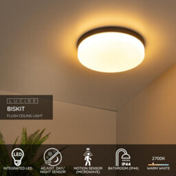 Lucide Biskit Modern Flush Ceiling Light Bathroom 34,5Cm - Led - 1X24W 2700K - Ip44 - Black - thumbnail 2