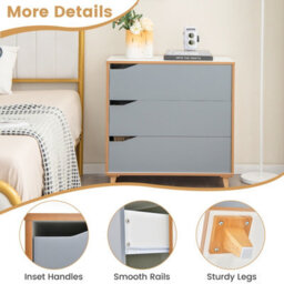 Costway 3-Drawer Chest Storage Cabinet Dresser Freestanding Organizer Anti-Tripping - thumbnail 8