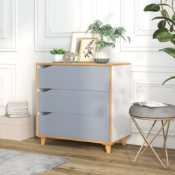 Costway 3-Drawer Chest Storage Cabinet Dresser Freestanding Organizer Anti-Tripping - thumbnail 3