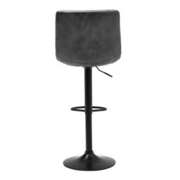 Darphe Set Of 2 Grey Faux Leather Swivel Bar Stools With Adjustable Height And Black Base - thumbnail 5