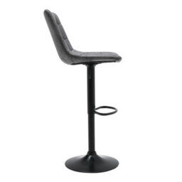 Darphe Set Of 2 Grey Faux Leather Swivel Bar Stools With Adjustable Height And Black Base - thumbnail 4