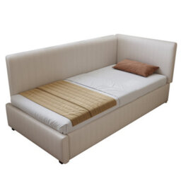 Btm 3Ft Single Corduroy Bed Frame, Upholstered Youth Bed With Twin Headboards, Side Rails  And Wooden Slats, Beige - thumbnail 7