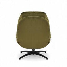Sage Green Swivel Armchair With Footstool In Velvet Upholstery - thumbnail 6