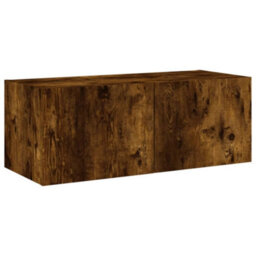 Berkfield Durable Tv Wall Cabinet With Led Lights Smoked Oak 80X35X31 Cm - thumbnail 7