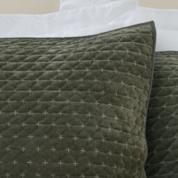 Bianca Fine Linens Attica Velvet Embroidered Pillow Sham Pair Green - thumbnail 2