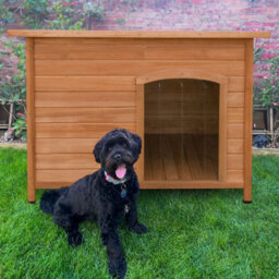 MonsterShop Large Dog Kennel Wooden Pet House Shelter - thumbnail 4