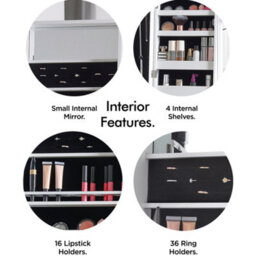 BTFY Beautify Mirror Jewellery Cabinet, Free Standing Mirror, Jewellery Storage For Earrings, Rings & Necklaces W/led Lights - thumbnail 2