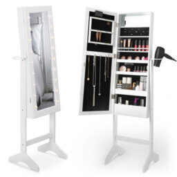 BTFY Beautify Mirror Jewellery Cabinet, Free Standing Mirror, Jewellery Storage For Earrings, Rings & Necklaces W/led Lights