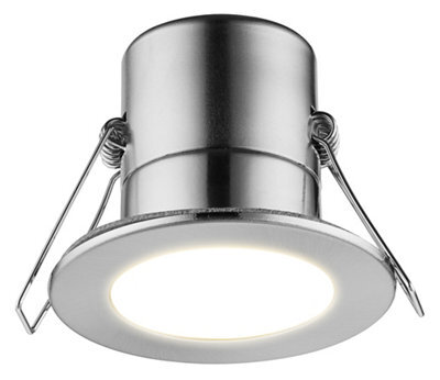 Luceco Eco Matt Silver Stainless Steel Effect Fixed Led Fire-Rated Warm White Downlight 5W Ip65 - image 1