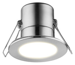 Luceco Eco Matt Silver Stainless Steel Effect Fixed Led Fire-Rated Warm White Downlight 5W Ip65
