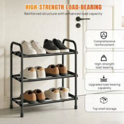 3-Tier Metal Shoe Rack - Expandable Organizer For Entryway Closet Storage - thumbnail 6