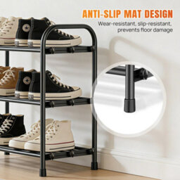 3-Tier Metal Shoe Rack - Expandable Organizer For Entryway Closet Storage - thumbnail 4
