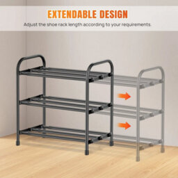 3-Tier Metal Shoe Rack - Expandable Organizer For Entryway Closet Storage - thumbnail 1