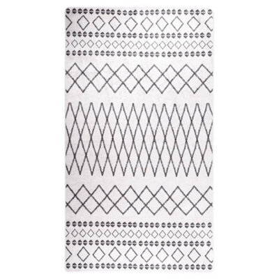 Berkfield Rug Washable 190X300 Cm Black And White Anti Slip