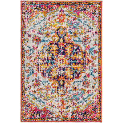 Livabliss Harput-Vintage Blue Orange Yellow Grey Traditional Boho Living Dining Bedroom Rug 60 X 90 Cm Easy Care, Non Shedding - image 1