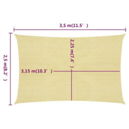 Berkfield Sunshade Sail 160 G/m2 Beige 2.5X3.5 M Hdpe - thumbnail 6
