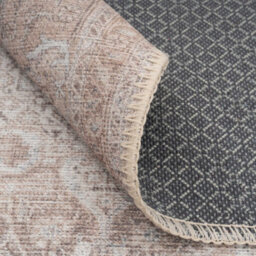 Loomed Distressed Natural Beige Persian Style Washable Non Slip Rug 240X330Cm - thumbnail 7