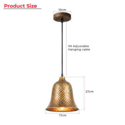 Antique Bronze Diamond Pattern Led Pendant Light With Adjustable Cable Rustic Retro Lighting For Kitchen Island And Dining - thumbnail 2