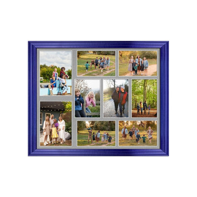 AK Frames 20X16 Purple Classic Multi Photo Frame With Silver Mount - Holds 9 Apertures (2X) 7X5, (7X) 6X4 Photos - image 1