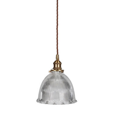 D'arblay Lacquered Antique Brass French Style Scalloped Prismatic Glass Dome Pendant Light - Se Home - image 1