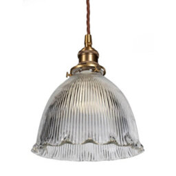 D'arblay Lacquered Antique Brass French Style Scalloped Prismatic Glass Dome Pendant Light - Se Home - thumbnail 5
