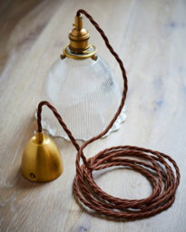 D'arblay Lacquered Antique Brass French Style Scalloped Prismatic Glass Dome Pendant Light - Se Home - thumbnail 3