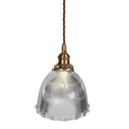 D'arblay Lacquered Antique Brass French Style Scalloped Prismatic Glass Dome Pendant Light - Se Home - thumbnail 8