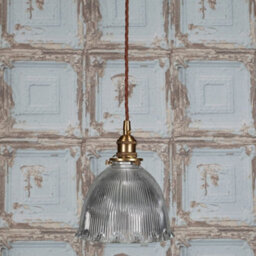 D'arblay Lacquered Antique Brass French Style Scalloped Prismatic Glass Dome Pendant Light - Se Home - thumbnail 6