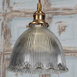 D'arblay Lacquered Antique Brass French Style Scalloped Prismatic Glass Dome Pendant Light - Se Home - thumbnail 7