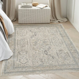 Ivory Grey Traditional Abstract Rug Easy To Clean Dining Room-69Cm X 244Cmcm (Runner) - thumbnail 2