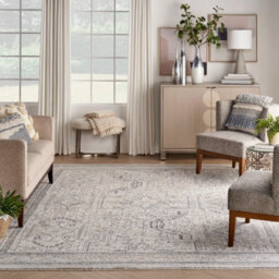 Ivory Grey Traditional Abstract Rug Easy To Clean Dining Room-69Cm X 244Cmcm (Runner) - thumbnail 3