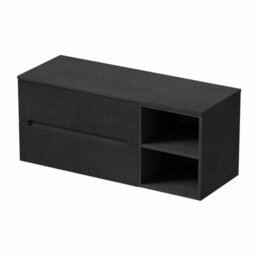 Affine 1200mm Bathroom Vanity Unit Black Countertop Wall Hung Fluted Black Unit - thumbnail 4