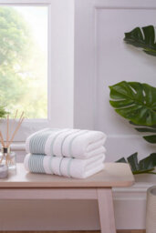 Rapport Home Dakota Stripe Hand Towel Pure Cotton Green