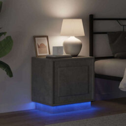 Berkfield Modern Bedside Cabinet With Led Lights Concrete Grey 44X34,5X45 Cm - thumbnail 4