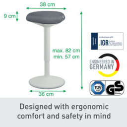 Leitz Ergo Active Standing Stool Chair Posture Comfort Seat Adjustable Furniture In Light Grey - thumbnail 3
