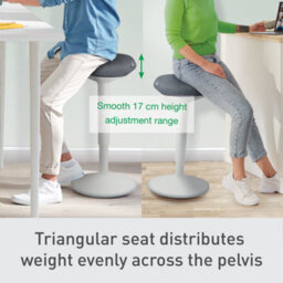 Leitz Ergo Active Standing Stool Chair Posture Comfort Seat Adjustable Furniture In Light Grey - thumbnail 4