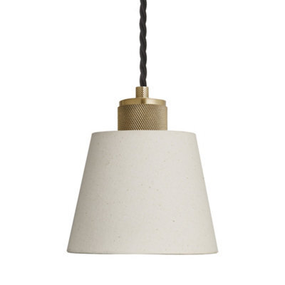 Industville Knurled Empire Pendant - Light Natural Cotton, Natural Cotton, Brass Pendant Holder - image 1