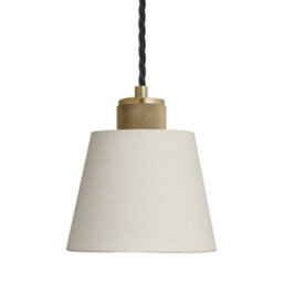 Industville Knurled Empire Pendant - Light Natural Cotton, Natural Cotton, Brass Pendant Holder