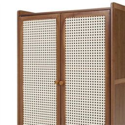 7 Tier Shoe Cabinet Double Rattan Doors Storage Rack - thumbnail 7