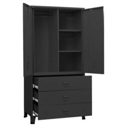 Berkfield Industrial Wardrobe Black 90X50X180 Cm Metal - thumbnail 6