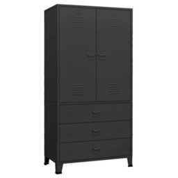 Berkfield Industrial Wardrobe Black 90X50X180 Cm Metal - thumbnail 2