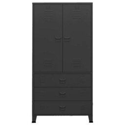 Berkfield Industrial Wardrobe Black 90X50X180 Cm Metal - thumbnail 3