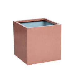 Primrose Frost And Rust-Resistant Outdoor Zinc Square Cube Planter In A Copper Finish 50Cm - thumbnail 1