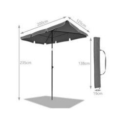 Garden Parasol, Tilt Balcony Umbrella, Sun Shade For Outdoor, Garden, Balcony, Patio, Beach, 200 X 125 Cm Rectangular Uv 50+, Gre - thumbnail 2