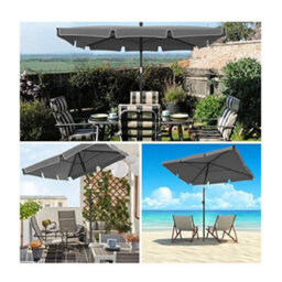 Garden Parasol, Tilt Balcony Umbrella, Sun Shade For Outdoor, Garden, Balcony, Patio, Beach, 200 X 125 Cm Rectangular Uv 50+, Gre - thumbnail 3