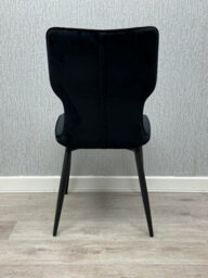 Stratus Interiors Windsor Winged Back Velvet Dining Chair - Soft Black Velvet Seat & Black Legs  - W 63 D 54 H 88 Cm - thumbnail 2