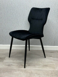 Stratus Interiors Windsor Winged Back Velvet Dining Chair - Soft Black Velvet Seat & Black Legs  - W 63 D 54 H 88 Cm - thumbnail 3